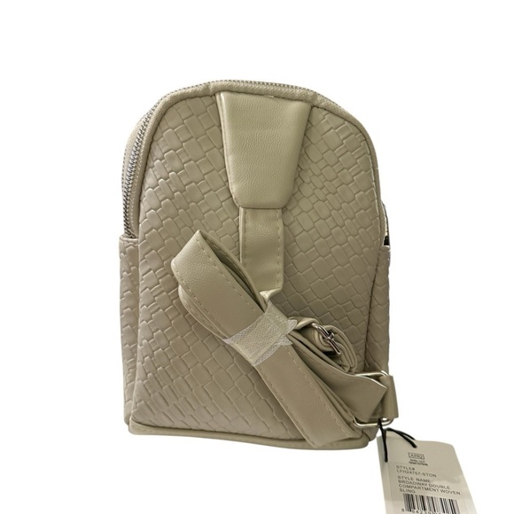 London Fog Broadway Double Compartment Woven Sling Backpack – Stone main image 4